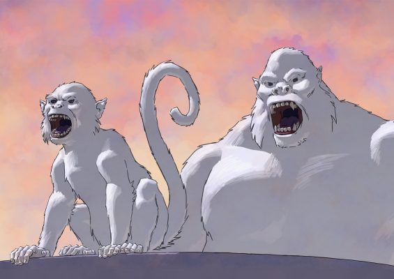 White monkey and white ape.